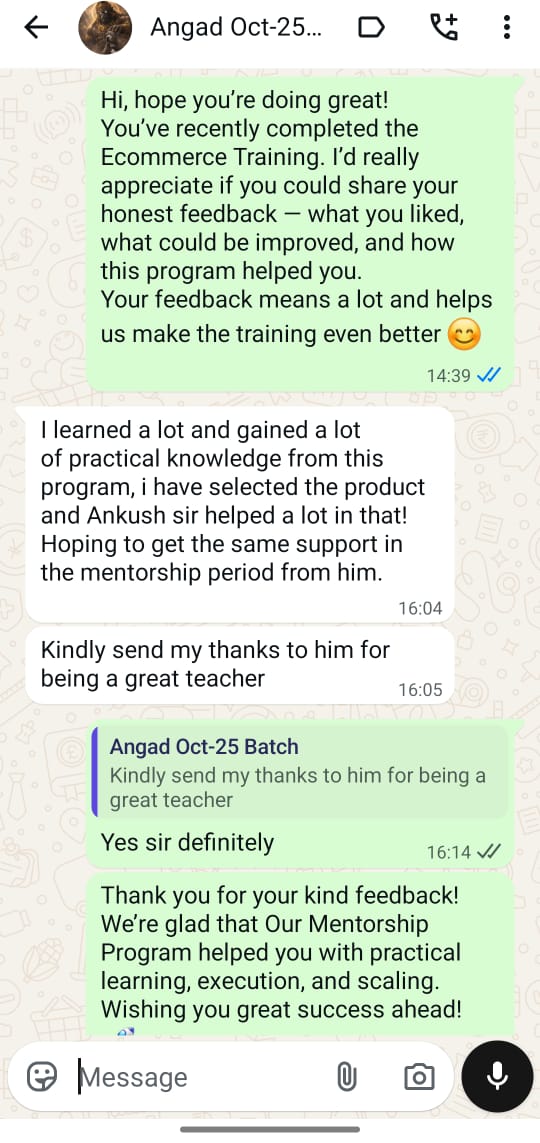 Student success message